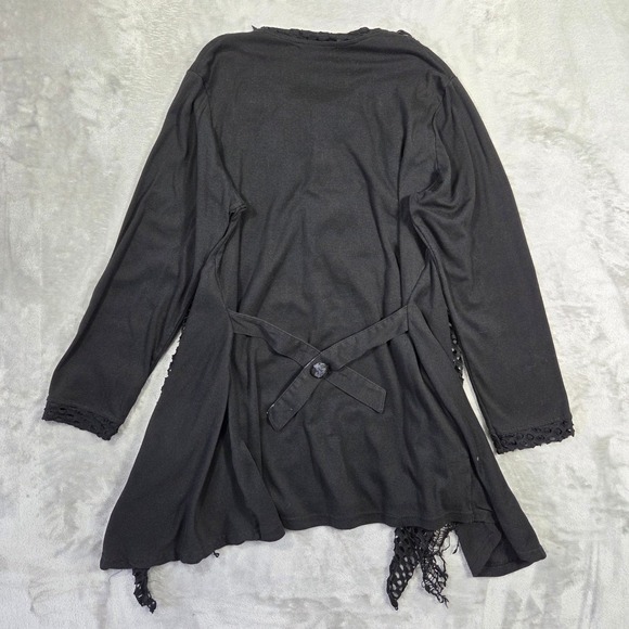 Pretty Angel Black Lace Crochet Mesh Tunic Top Cardigan Overlay Women L Boho - Picture 8 of 9